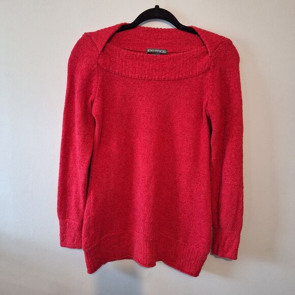 Ex Officio Boat Neck Sweater Womans‎ Med Red Wool Blend Holidays Valentine's - Picture 1 of 8